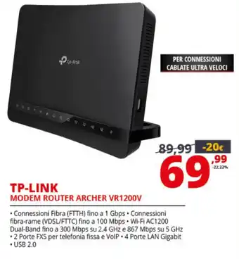 Comet TP-Link Modem Router Archer VR1200V offerta