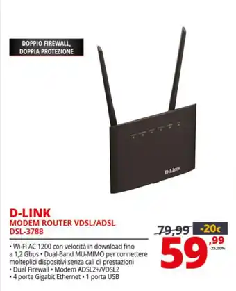 Comet D-Link Modem Router VDSL/ADSL DSL-3788 offerta