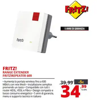 Comet Fritz! Range Extender Fritz! Repeater 600 offerta