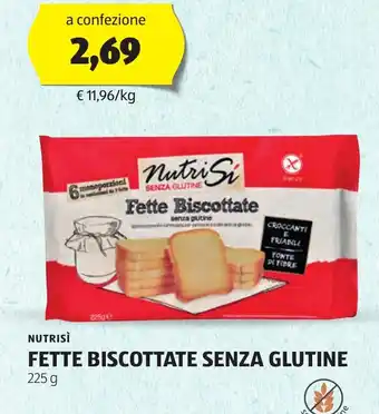 ALDI NUTRISÌ FETTE BISCOTTATE SENZA GLUTINE 225 g offerta