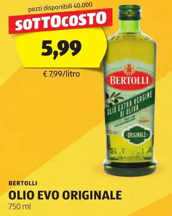 ALDI BERTOLLI OLIO EVO ORIGINALE 750 ml offerta