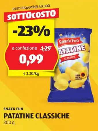 ALDI SNACK FUN PATATINE CLASSICHE 300 g offerta