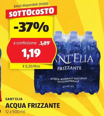 ALDI SANT'ELIA ACQUA FRIZZANTE 12 x 500  ml offerta