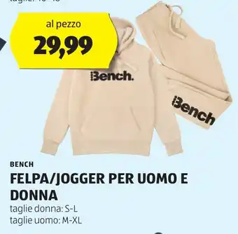 ALDI Bench FELPA/JOGGER PER UOMO E DONNA offerta