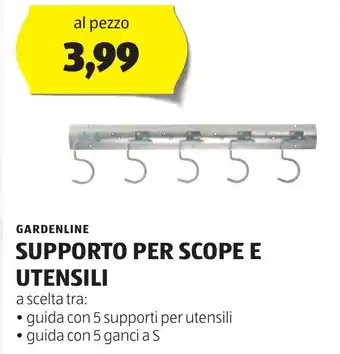 ALDI GARDENLINE SUPPORTO PER SCOPE E UTENSILI offerta