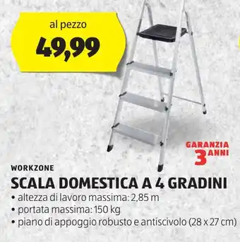 ALDI WORKZONE SCALA DOMESTICA A 4 GRADINI offerta