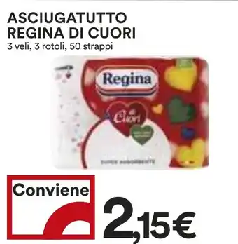 Coop ASCIUGATUTTO REGINA DI CUORI 3 veli, 3 rotoli, 50 strappi offerta