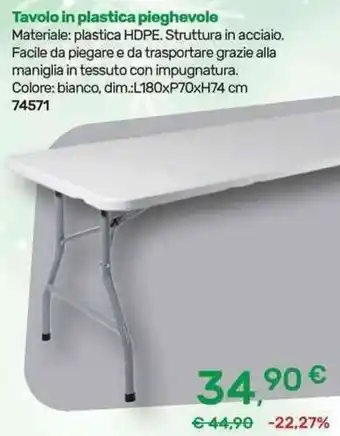 Tavolo in plastica pieghevole