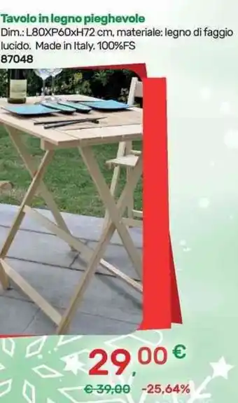 Bricoware Tavolo in legno pieghevole offerta