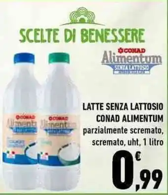 Conad City LATTE SENZA LATTOSIO CONAD ALIMENTUM parzialmente scremato, scremato, uht, 1 litro offerta