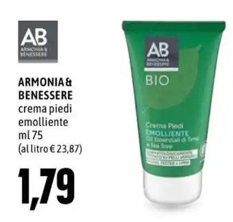 Emi Supermercati ARMONIA & BENESSERE crema piedi emolliente ml 75 offerta