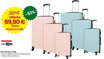 Interspar NEW YORK Set 3 trolley in ABS offerta