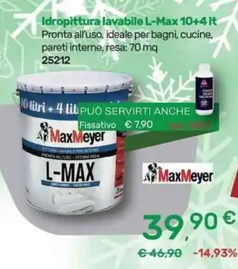 Bricoware MaxMeyer Idropittura lavabile L-Max 10+4 lt offerta
