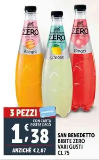 Deco Supermercati SAN BENEDETTO BIBITE ZERO VARI GUSTI CL75 offerta