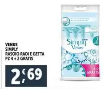 Deco Supermercati VENUS SIMPLY RASOIO RADI E GETTA PZ 4+2 GRATIS offerta