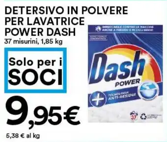 Coop Superstore DETERSIVO IN POLVERE PER LAVATRICE POWER DASH 37 misurini, 1,85 kg offerta