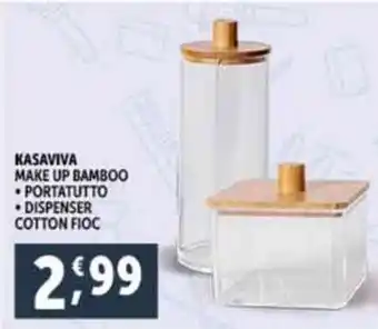 Deco Supermercati KASAVIVA MAKE UP BAMBOO PORTATUTTO DISPENSER COTTON FIOC offerta