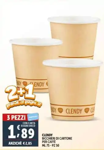 Deco Supermercati CLENDY BICCHIERI DI CARTONE PER CAFFÈ ML 75-PZ 50 offerta