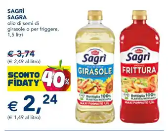 Esselunga SAGRÌ SAGRA olio di semi di girasole o per friggere, 1,5 litri offerta