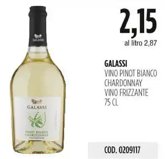 Carico Cash & Carry GALASSI VINO PINOT BIANCO CHARDONNAY VINO FRIZZANTE 75 CL offerta