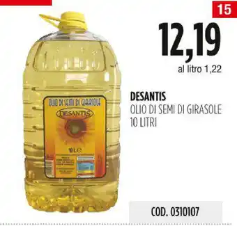 Carico Cash & Carry DESANTIS OLIO DI SEMI DI GIRASOLE 10 LITRI offerta