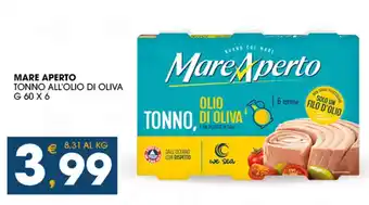 SeBón Supermercati MARE APERTO TONNO ALL'OLIO DI OLIVA g 60 x 6 offerta