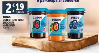 Deco Supermercati ZUEGG CONFETTURE ZERO ZUCCHERI VARI GUSTI g 220 offerta