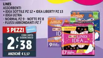 Deco Supermercati LINES ASSORBENTI IDEA SOTTILE PZ 12 IDEA LIBERTY PZ 13 offerta