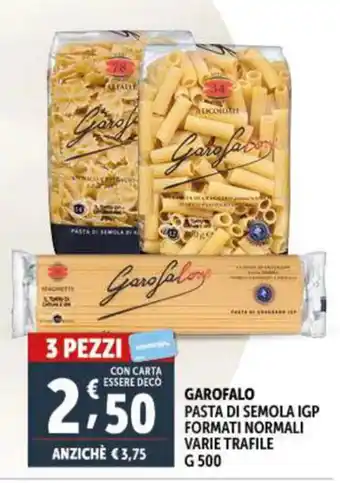 Deco Supermercati GAROFALO PASTA DI SEMOLA IGP FORMATI NORMALI VARIE TRAFILE G 500 offerta