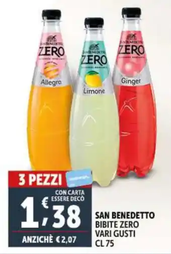 Deco Supermercati SAN BENEDETTO BIBITE ZERO VARI GUSTI CL75 offerta