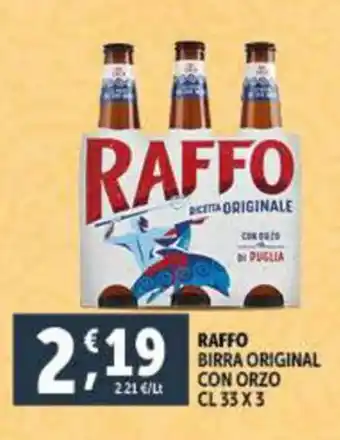 Deco Supermercati RAFFO BIRRA ORIGINAL CON ORZO CL 33 X 3 offerta