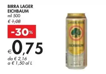 Bennet BIRRA LAGER EICHBAUM ml 500 offerta