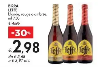 Bennet BIRRA LEFFE blonde, rouge o ambrée offerta