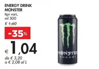 Bennet ENERGY DRINK MONSTER tipi vari, ml 500 offerta