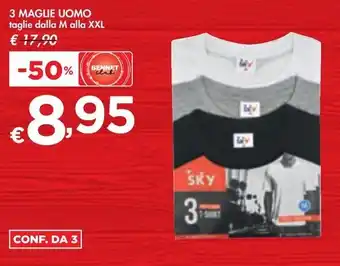 Bennet 3 MAGLIE UOMO taglie dalla M alla XXL offerta