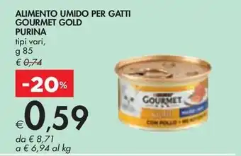 Bennet ALIMENTO UMIDO PER GATTI GOURMET GOLD PURINA tipi vari offerta