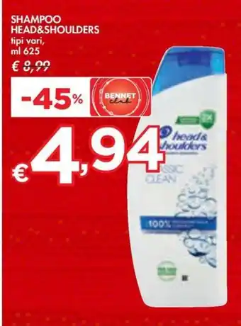 Bennet SHAMPOO HEAD&SHOULDERS tipi vari, ml 625 offerta