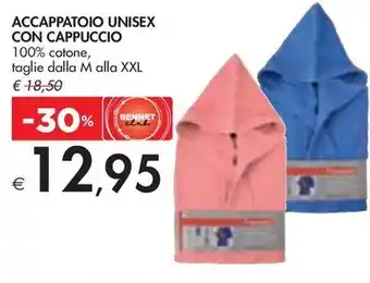 Bennet ACCAPPATOIO UNISEX CON CAPPUCCIO 100% cotone, taglie dalla M alla XXL offerta