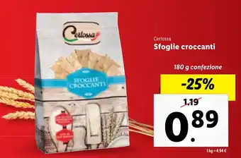 Lidl Certossa Sfoglie croccanti 180 g confezione offerta