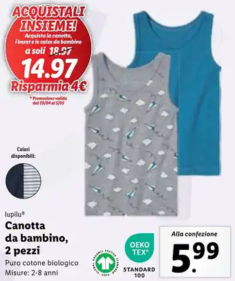 Lidl lupilu Canotta da bambino, 2 pezzi offerta