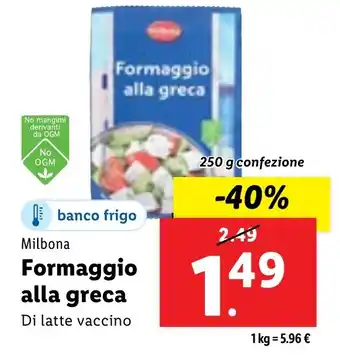 Lidl Milbona Formaggio alla greca 250 g confezione offerta