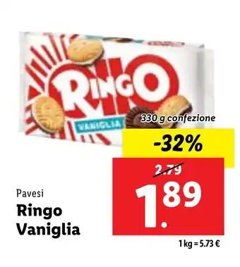 Lidl Pavesi RINGO VANIGLIA 330 g confezione offerta