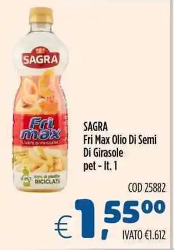 Del Prete Distribuzioni SAGRA Fri Max Olio Di Semi Di Girasole pet - lt. 1 offerta