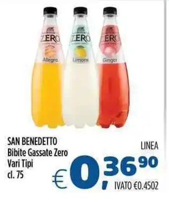 Del Prete Distribuzioni SAN BENEDETTO Bibite Gassate Zero Vari Tipi cl 75 offerta