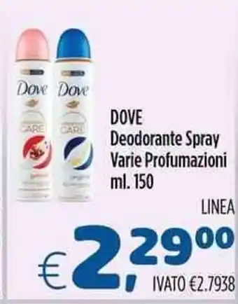 Del Prete Distribuzioni DOVE Deodorante Spray Varie Profumazioni ml. 150 offerta