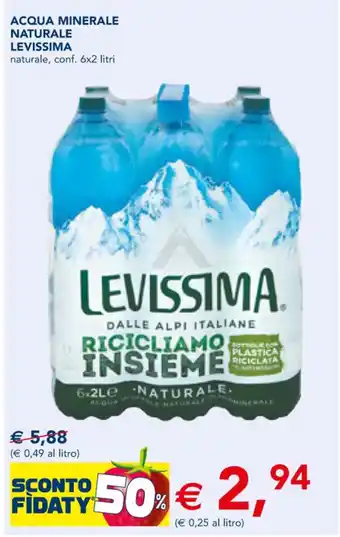 Esselunga ACQUA MINERALE NATURALE LEVISSIMA naturale, conf. 6x2 litri offerta