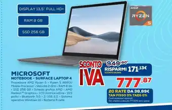 Euronics Microsoft notebook surface laptop 4 offerta