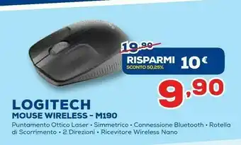 Euronics Mouse wireless m190 offerta