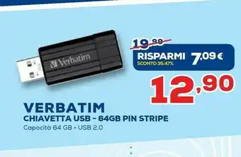 Euronics Chiavetta usb 64 gb pin stripe offerta