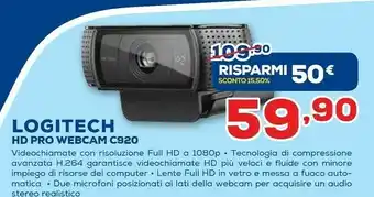 Euronics Hd pro webcam c920 offerta